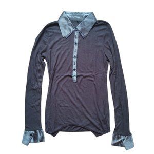 Darkacademia Top Brown Color Cop Copin Shirt button up SZ S